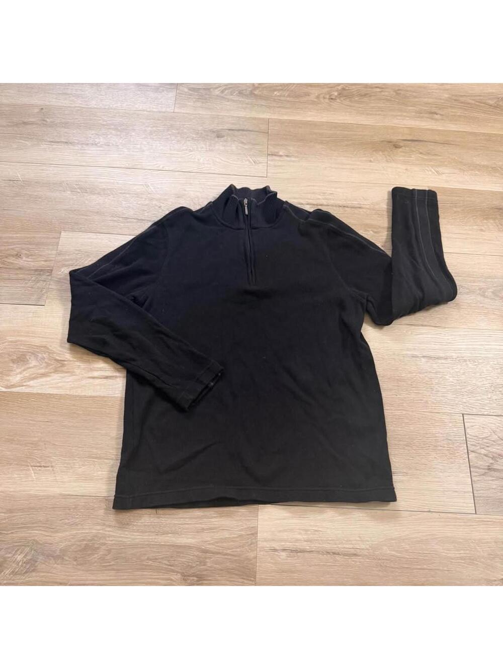 Marvin Richards 1/4 Zip Black Pullover Sweater 100% Cotton Men's S